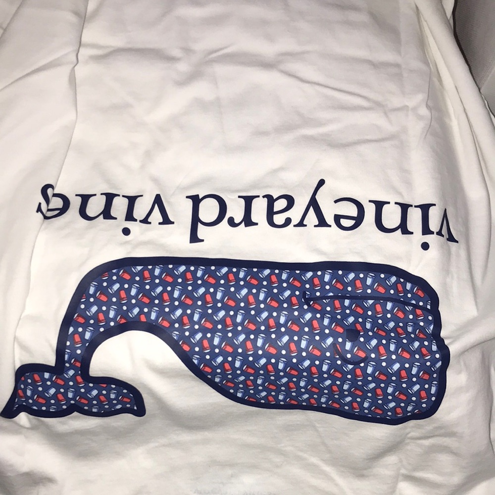 Vineyard Vines White Tee with Blue and Red Graphic - Picture 3 of 3